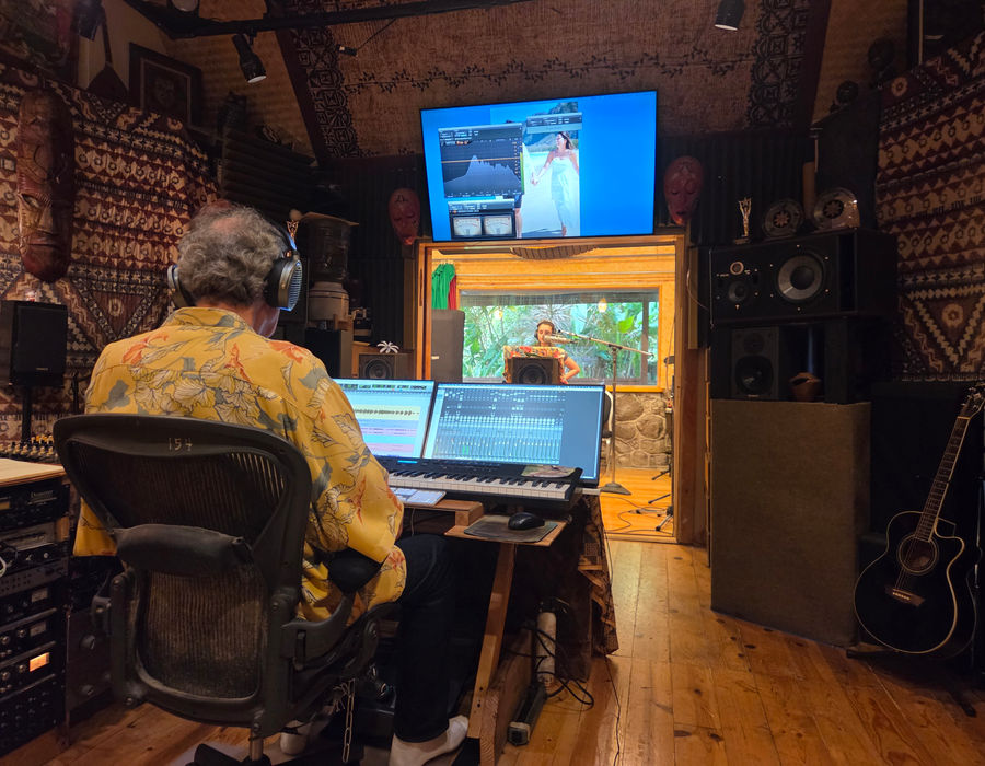 Recording session in a Honolulu studio